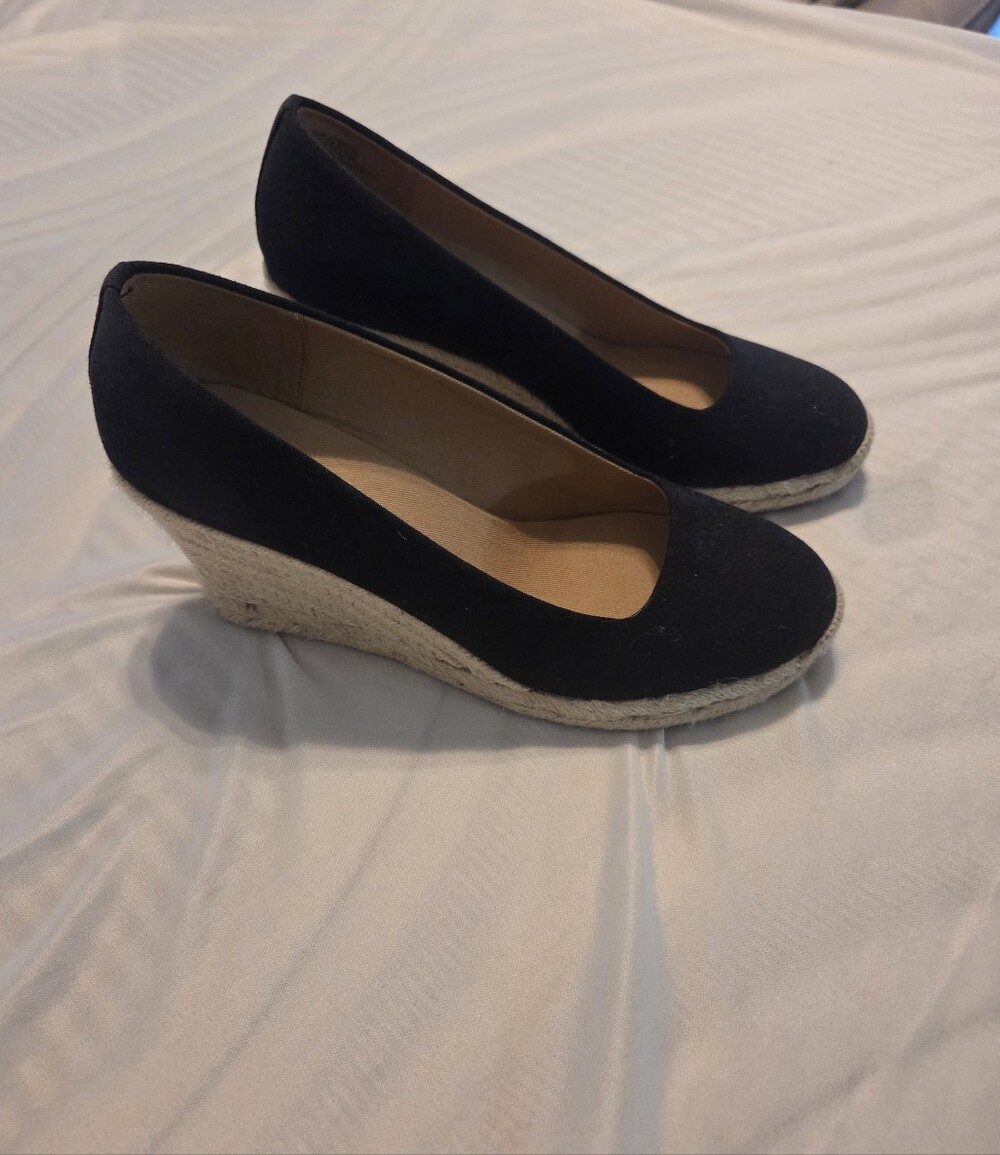 J. Crew Black Espadrille Wedge Heels